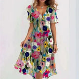Elegancka Wiosenna Sukienka Kopertowa Midi z Dekoltem V (Damska)