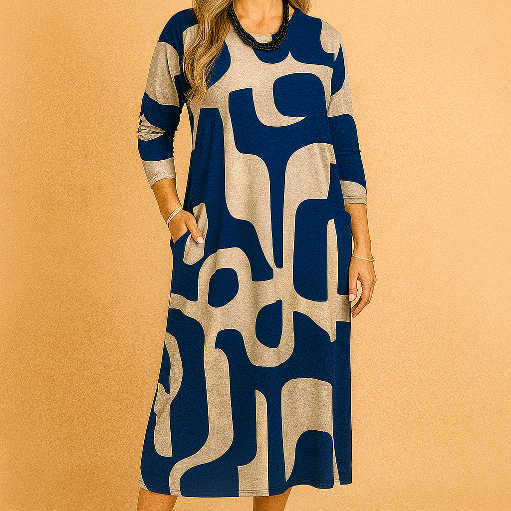 EMMA | Sukienka Maxi z Artystycznym Printem