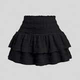 Jupe courte à volants style bohème pour femme, idéale pour l'été et le printemps