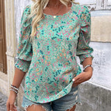 👚 Damski top casualowy z okrągłym dekoltem i nadrukiem