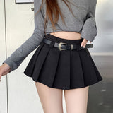 Jupe plissée taille haute style sexy pour femme, avec ceinture, idéale pour un look moderne