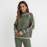 Christine | Luksusowy sweter z wełny w kolorze oliwkowej zieleni