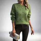 Ava | Casualny Sweter z Długim Rękawem w Wzór Kropki