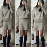 Ensemble Femme Élégant Pull et Jupe Style Décontracté Chic Automne Hiver