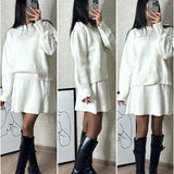 Ensemble Femme Élégant Pull et Jupe Style Décontracté Chic Automne Hiver