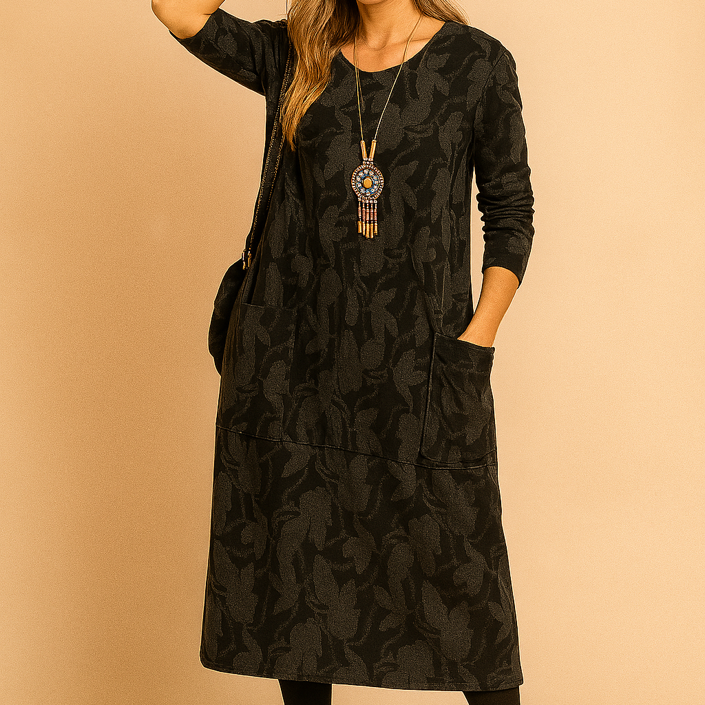 LEAH | Elegancka Zimowa Sukienka z Kieszeniami