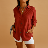 Lekka bluzka z mieszanki bawełny i lnu dla kobiet