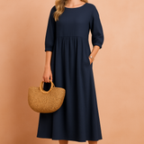 Amabel | Elegancka Sukienka Midi z Rękawem 3/4