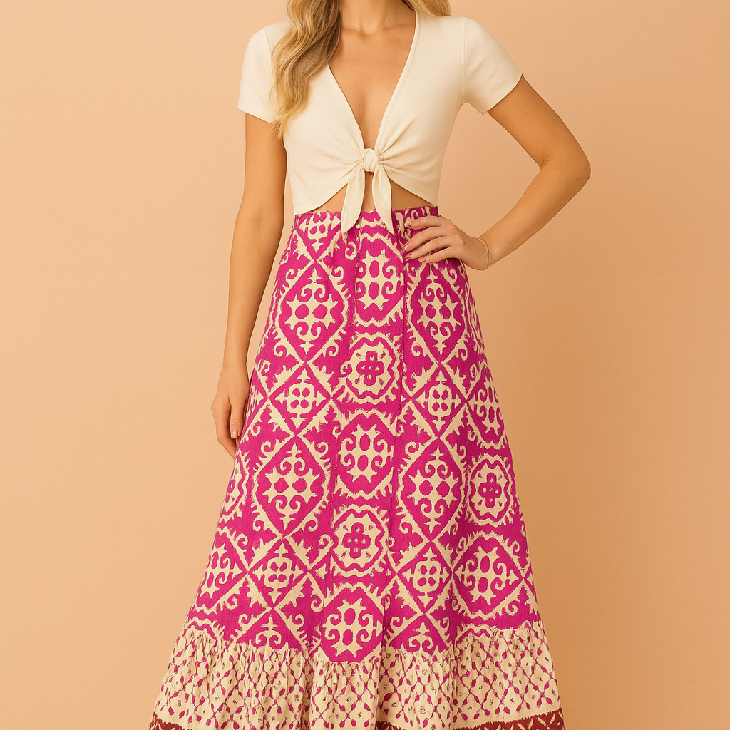 Izzy | Długa Letnia Spódnica w Stylu Retro Boho