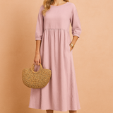 Amabel | Elegancka Sukienka Midi z Rękawem 3/4