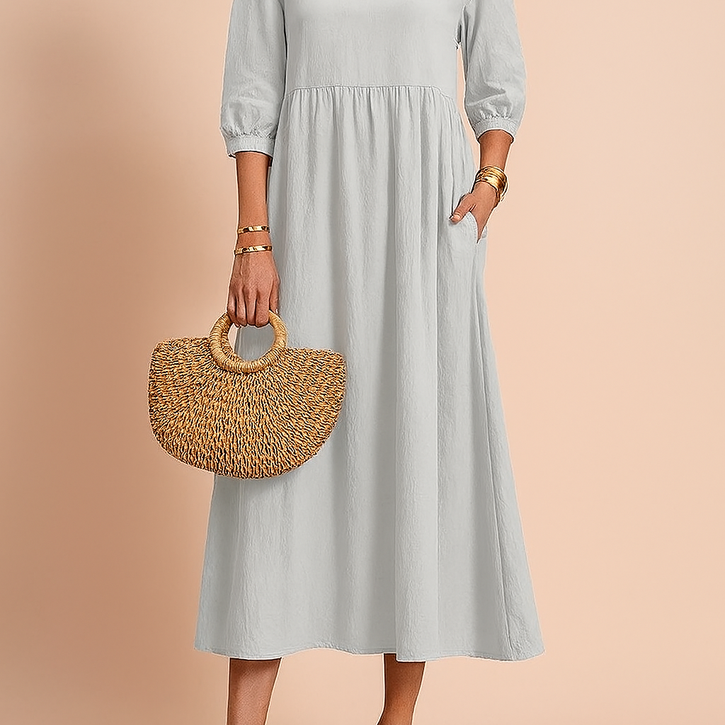 Amabel | Elegancka Sukienka Midi z Rękawem 3/4