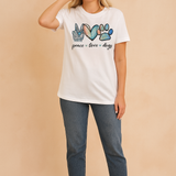 Mila | T-shirt z nadrukiem Peace Love Dogs