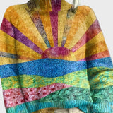 Sweter z wysokim kołnierzem o wyrafinowanym wzorze