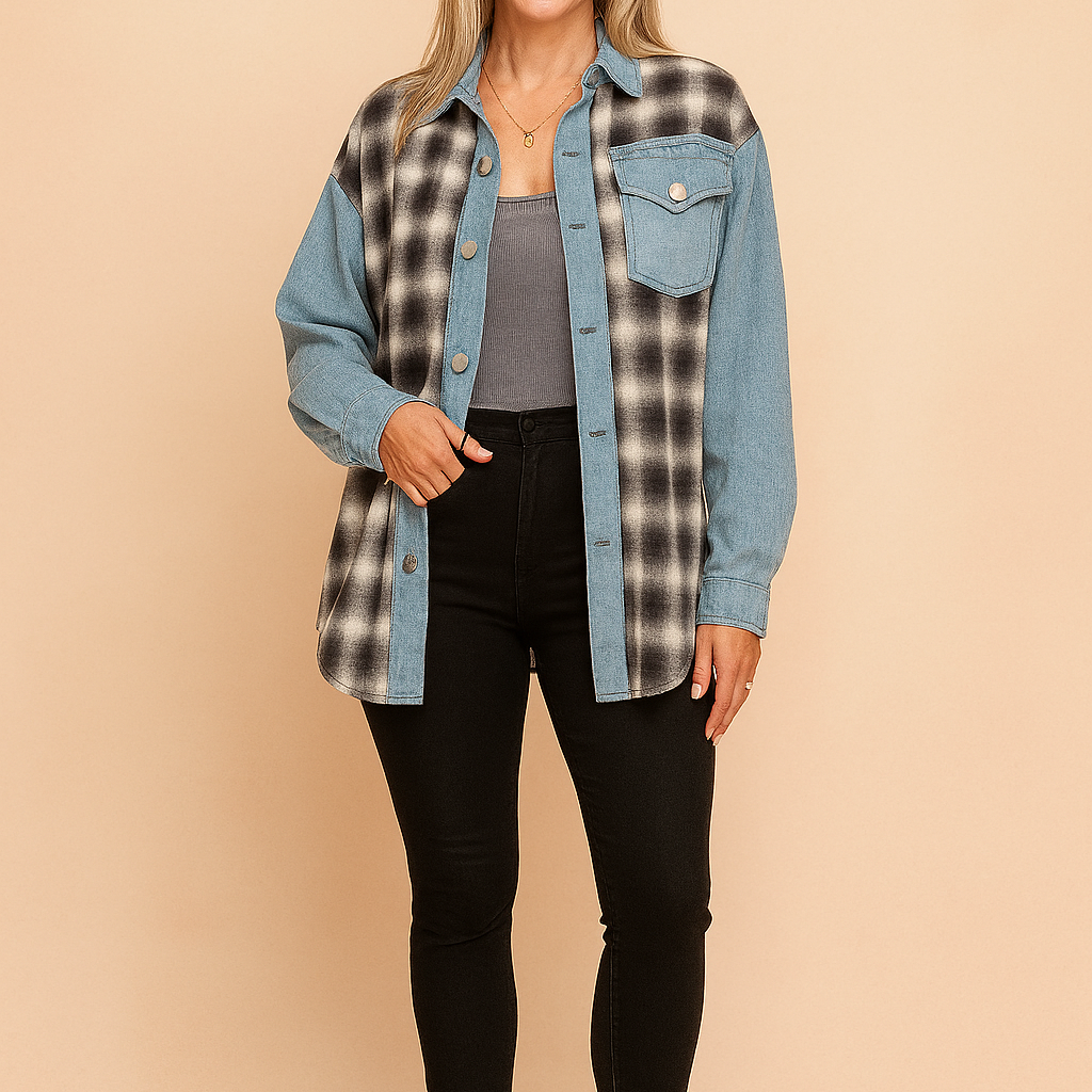 LILY | Koszulowa bluzka oversize w kratę