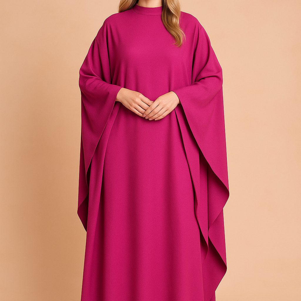 Estela | Elegancka Suknia z Rękawem Nietoperz