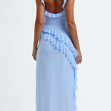 Laura | Elegancka falbankowa sukienka maxi