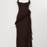 Laura | Elegancka falbankowa sukienka maxi