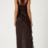 Laura | Elegancka falbankowa sukienka maxi