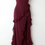 Laura | Elegancka falbankowa sukienka maxi