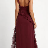 Laura | Elegancka falbankowa sukienka maxi