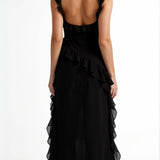 Laura | Elegancka falbankowa sukienka maxi