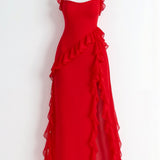 Laura | Elegancka falbankowa sukienka maxi