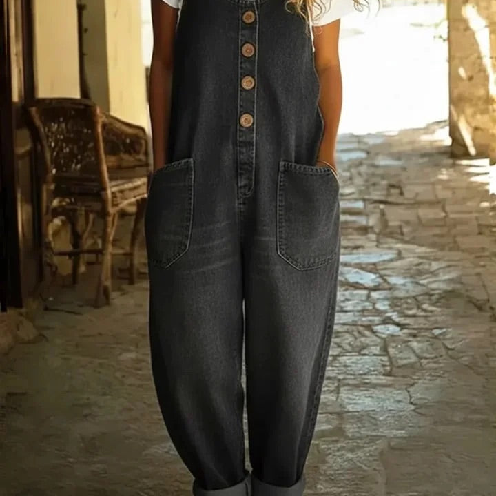 Lenna – Vintage ogrodniczka z bawełnianego denimu