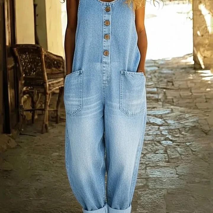 Lenna – Vintage ogrodniczka z bawełnianego denimu