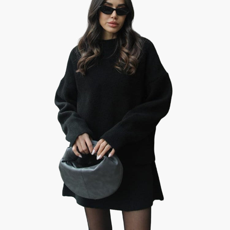 Ensemble Femme Élégant Pull et Jupe Style Décontracté Chic Automne Hiver