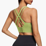 Brassière de sport femme push-up maintien élevé dos croisé fitness yoga