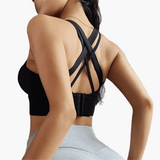 Brassière de sport femme push-up maintien élevé dos croisé fitness yoga