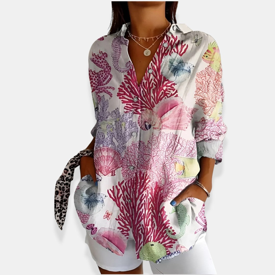 LYSSA™ | Kwiatowa bluzka z guzikami