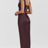Sarah – Ensemble Corset et Jupe Longue en Brun