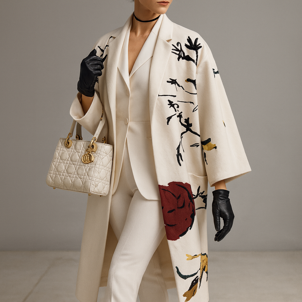 Isa | Damski Płaszcz z Unikalnym Wzorem