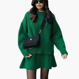 Ensemble Femme Élégant Pull et Jupe Style Décontracté Chic Automne Hiver